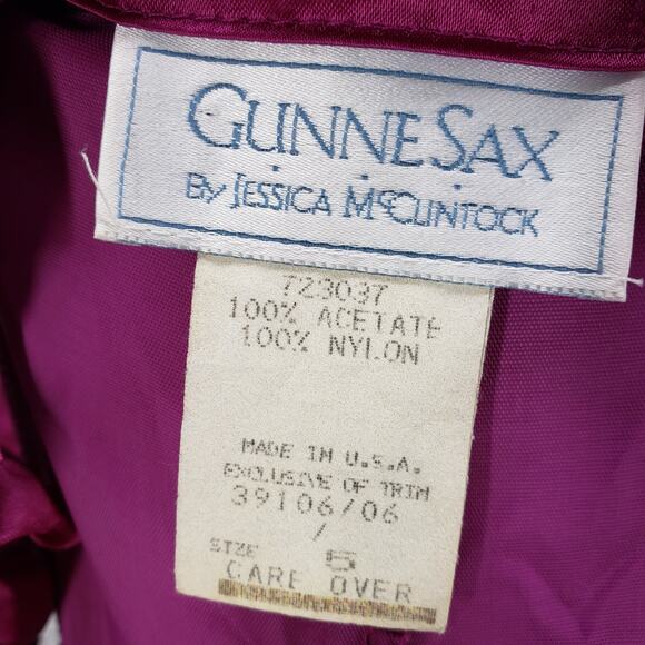Gunne Sax by Jessica McClintock Magenta Victorian Formal Prom Dress Size 5 - Picture 9 of 16